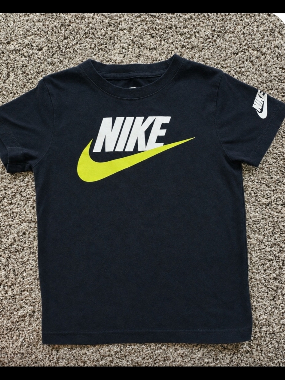 Nike Black Tee with Neon Yellow Swoosh